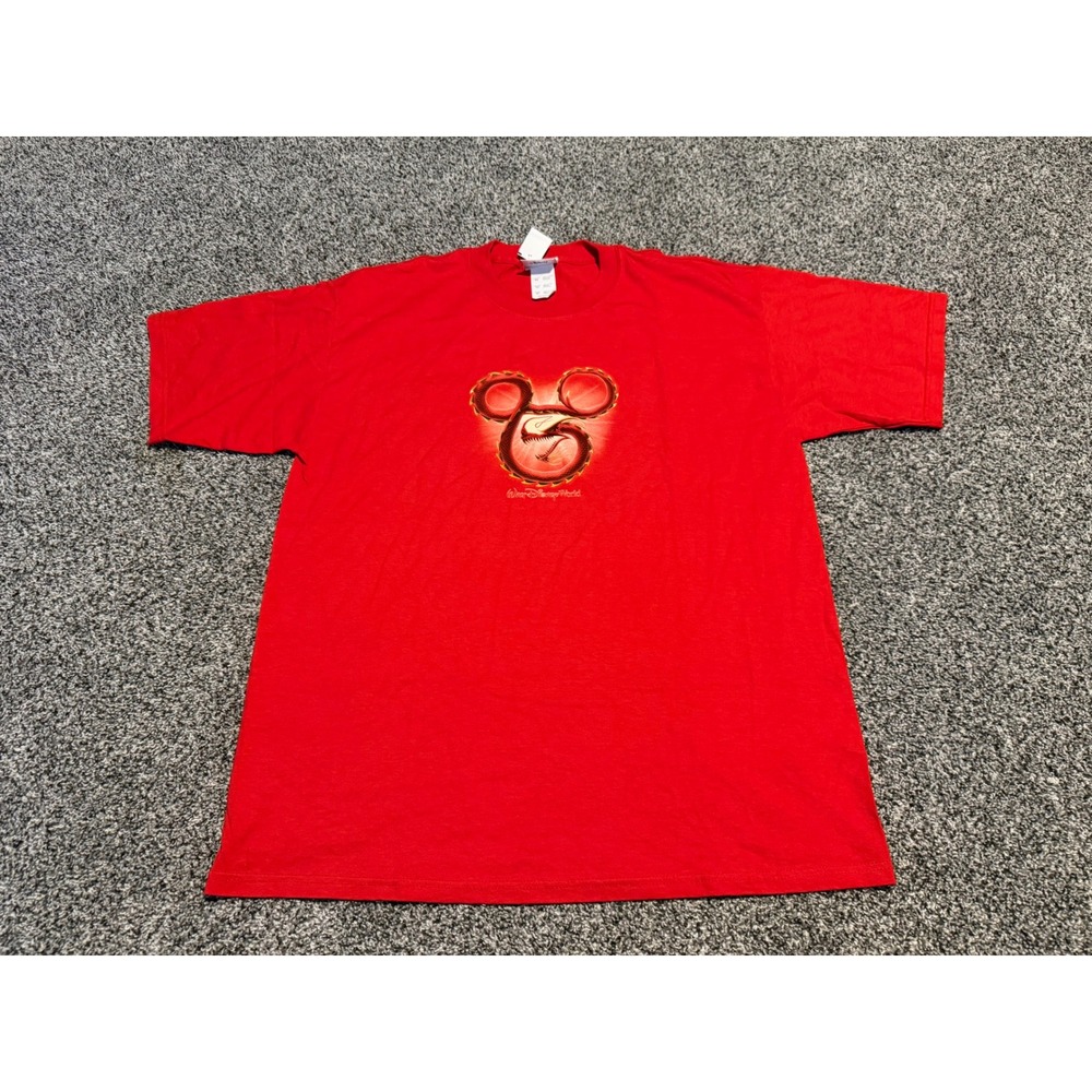 Walt Disney World Dragon Mickey Mouse Graphic T-Shirt Red XL New